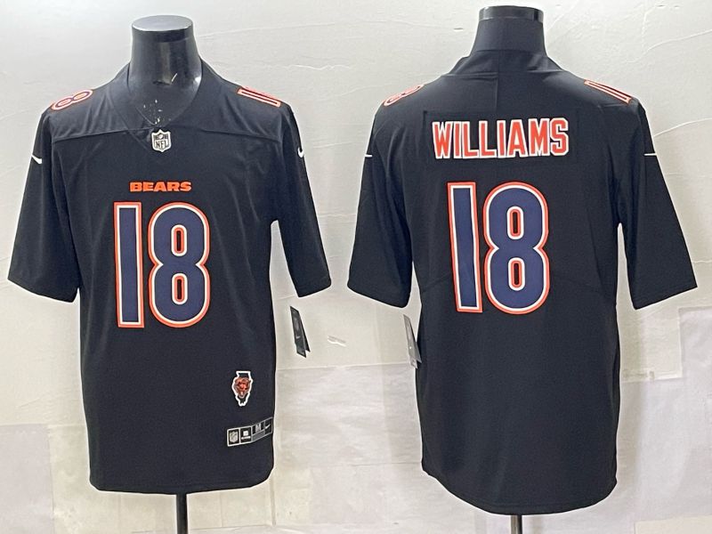 Men 2025 Nike Chicago Bears 18 Williams Black Limited NFL Jersey style 015